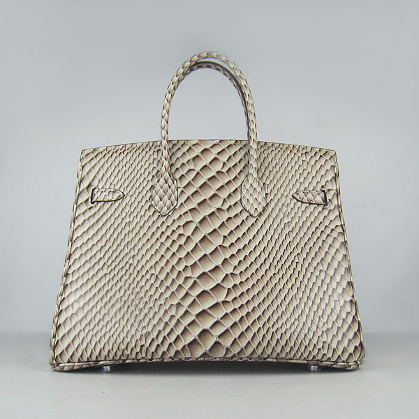 High Quality Fake Hermes Birkin 35CM Fish Veins Leather Bag Grey 6089